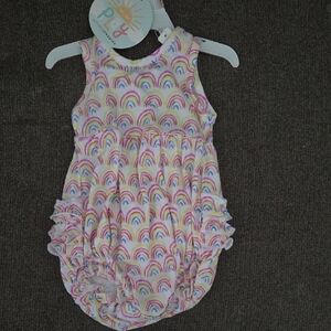 Play By Little Sleepies 3-6 Months Pastel Rainbows Bubble Romper